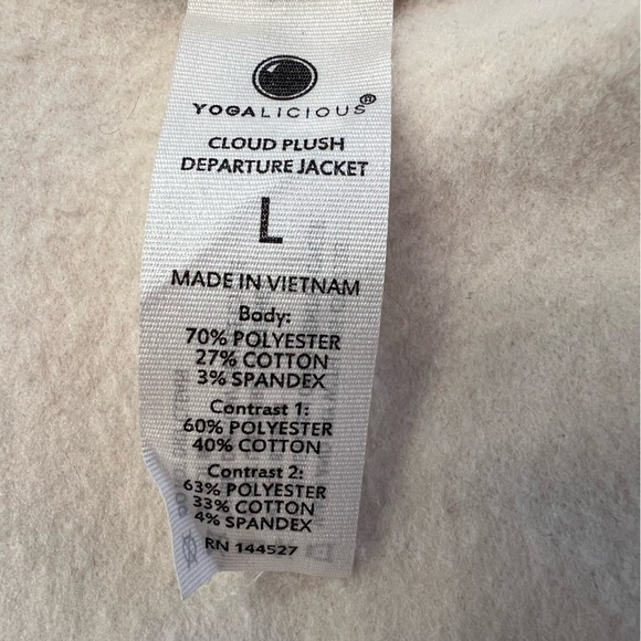 Yogalicious Cloud Plush Departure Jacket Cream Size Large - Picture 3 of 6